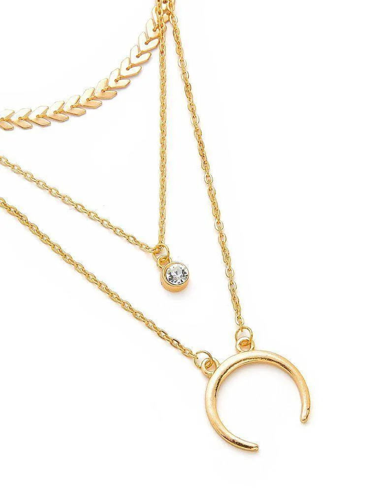 Horn Pendant Arrow Design Chain Necklace