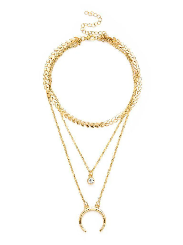 Horn Pendant Arrow Design Chain Necklace