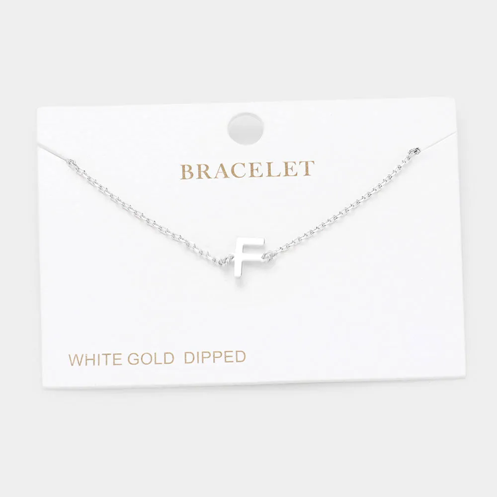 iLLASPARKZ -F- White Gold Dipped Metal Monogram Charm Bracelet