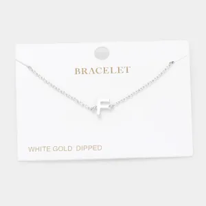 iLLASPARKZ -F- White Gold Dipped Metal Monogram Charm Bracelet