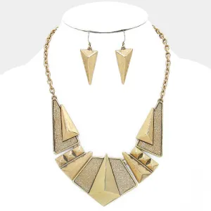 iLLASPARKZ Geometric Metal & Glitter Stone Statement Necklace