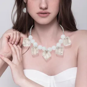 iLLASPARKZ Lucite Cube Ball Beaded Statement Necklace