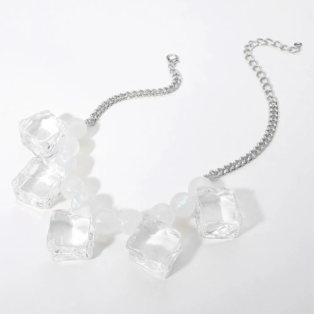 iLLASPARKZ Lucite Cube Ball Beaded Statement Necklace