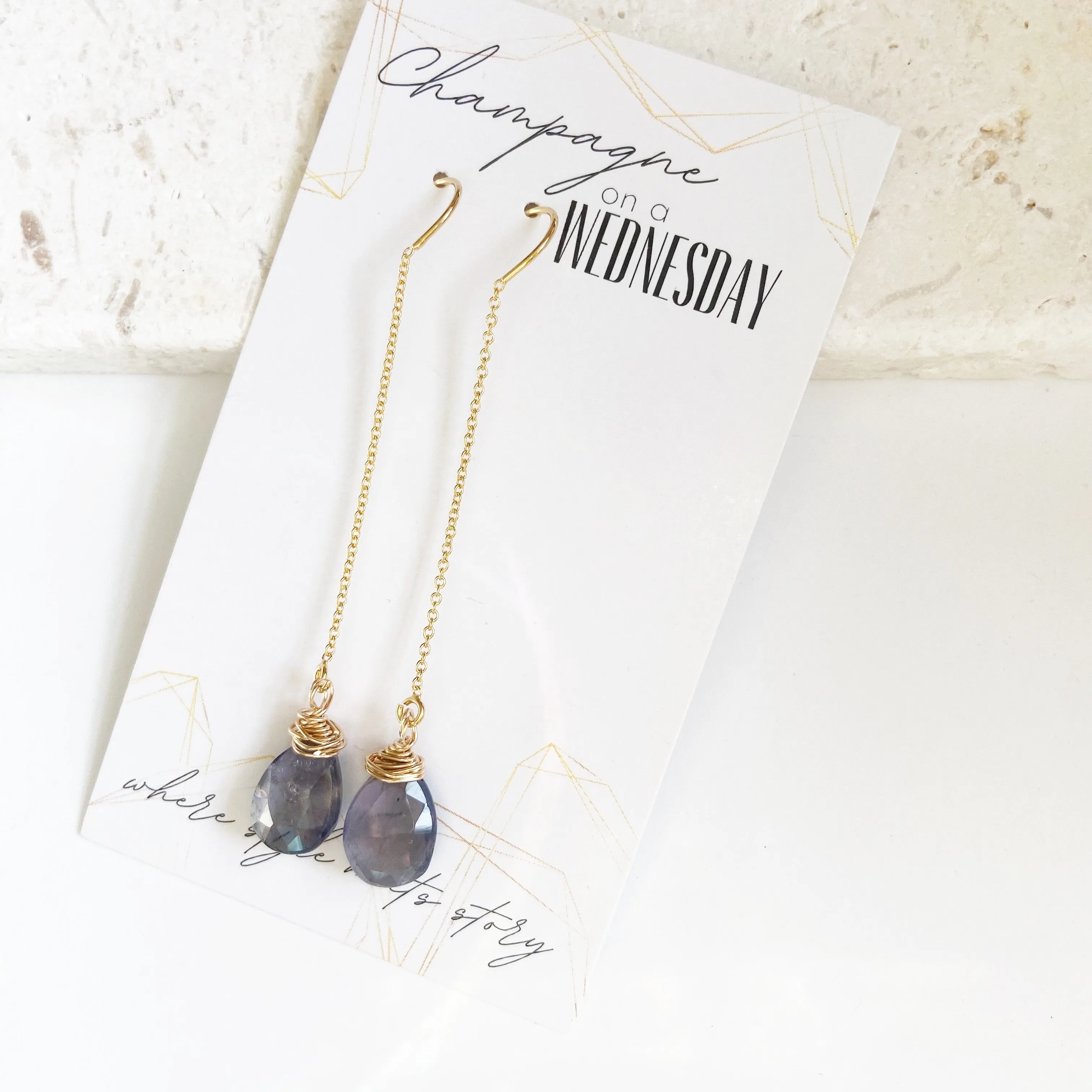 Iolite Threader in Silver or Gold
