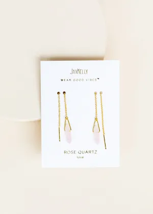 JAXKELLY Threader - Rose Quartz - Gold Earrings