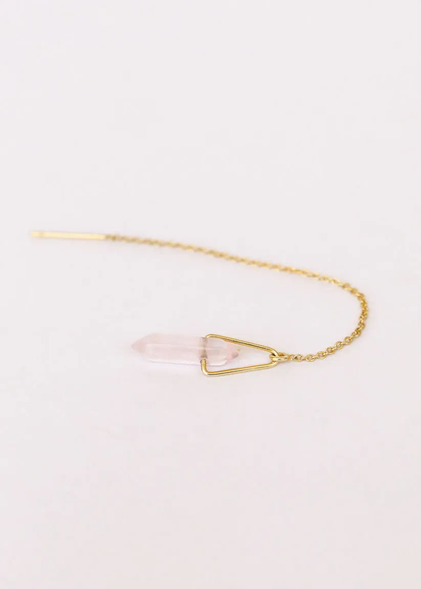 JAXKELLY Threader - Rose Quartz - Gold Earrings