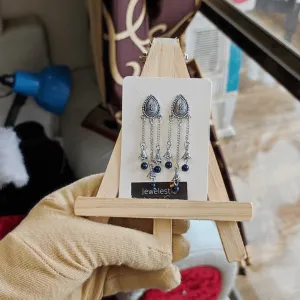 Jewelestia Dark Blue Blossom Jhumka Earrings
