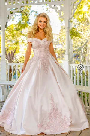 Lace Off-Shoulder Applique Ball Gown＿U802P