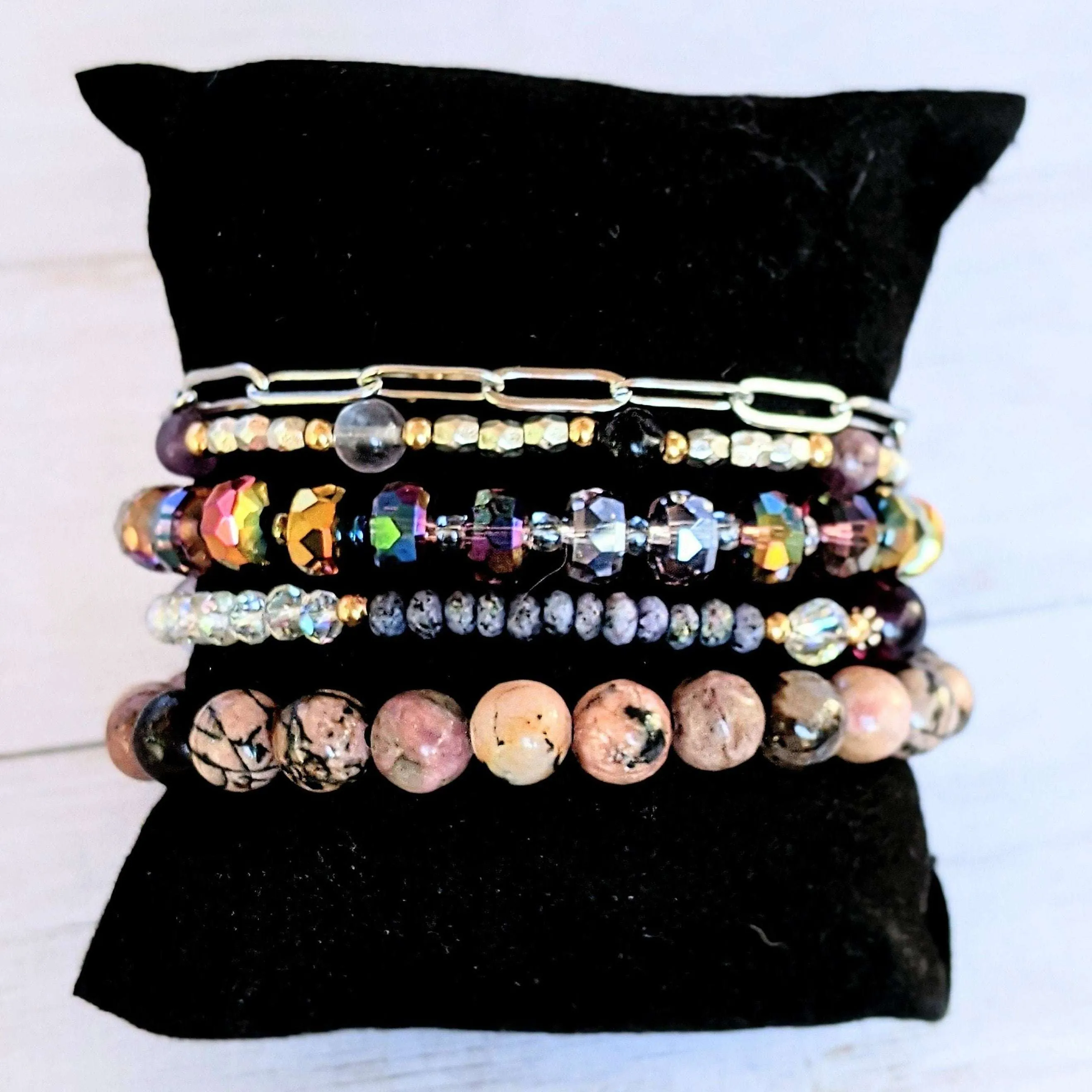 Lavender Breeze Crystal Beaded Endless wrap bracelet