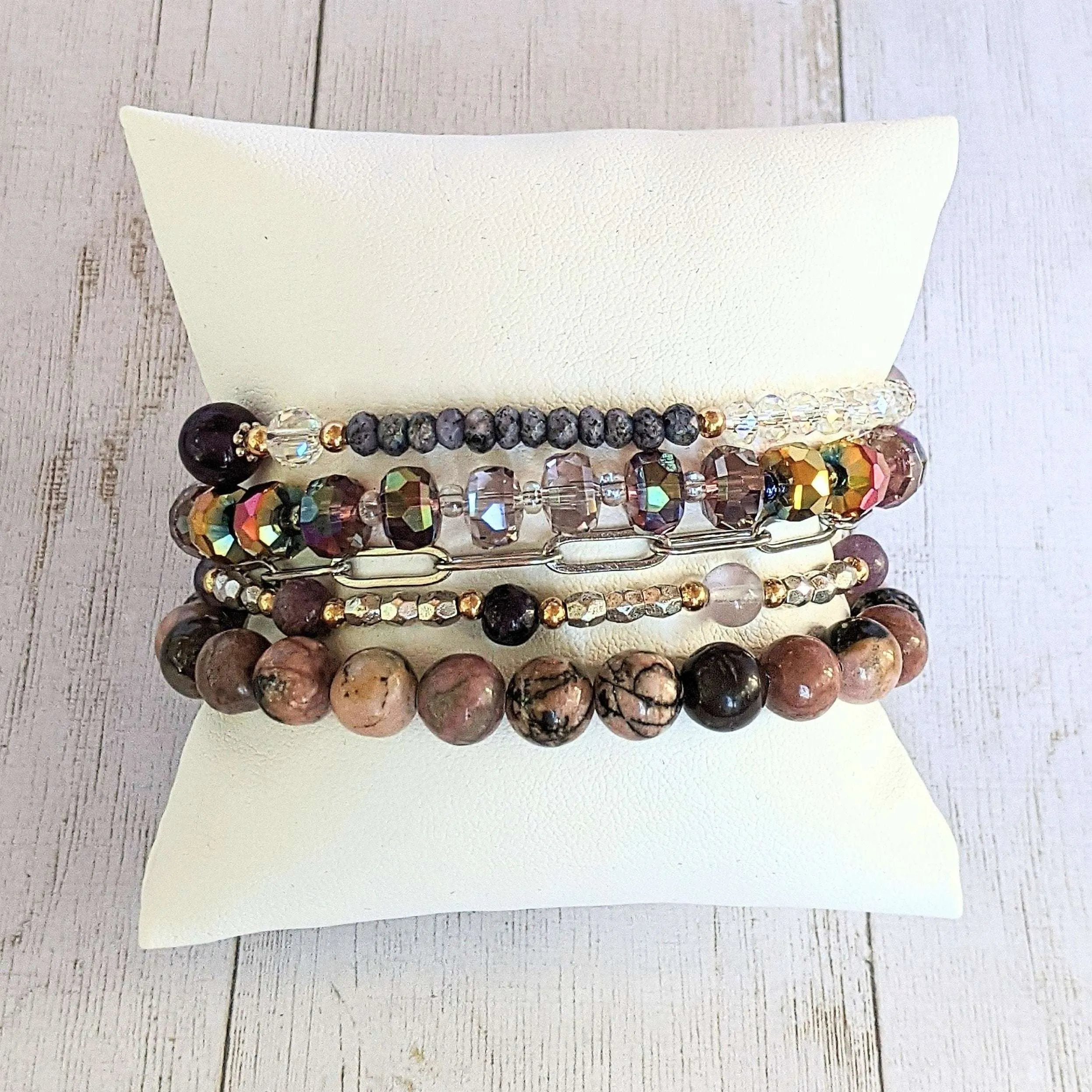 Lavender Breeze Crystal Beaded Endless wrap bracelet