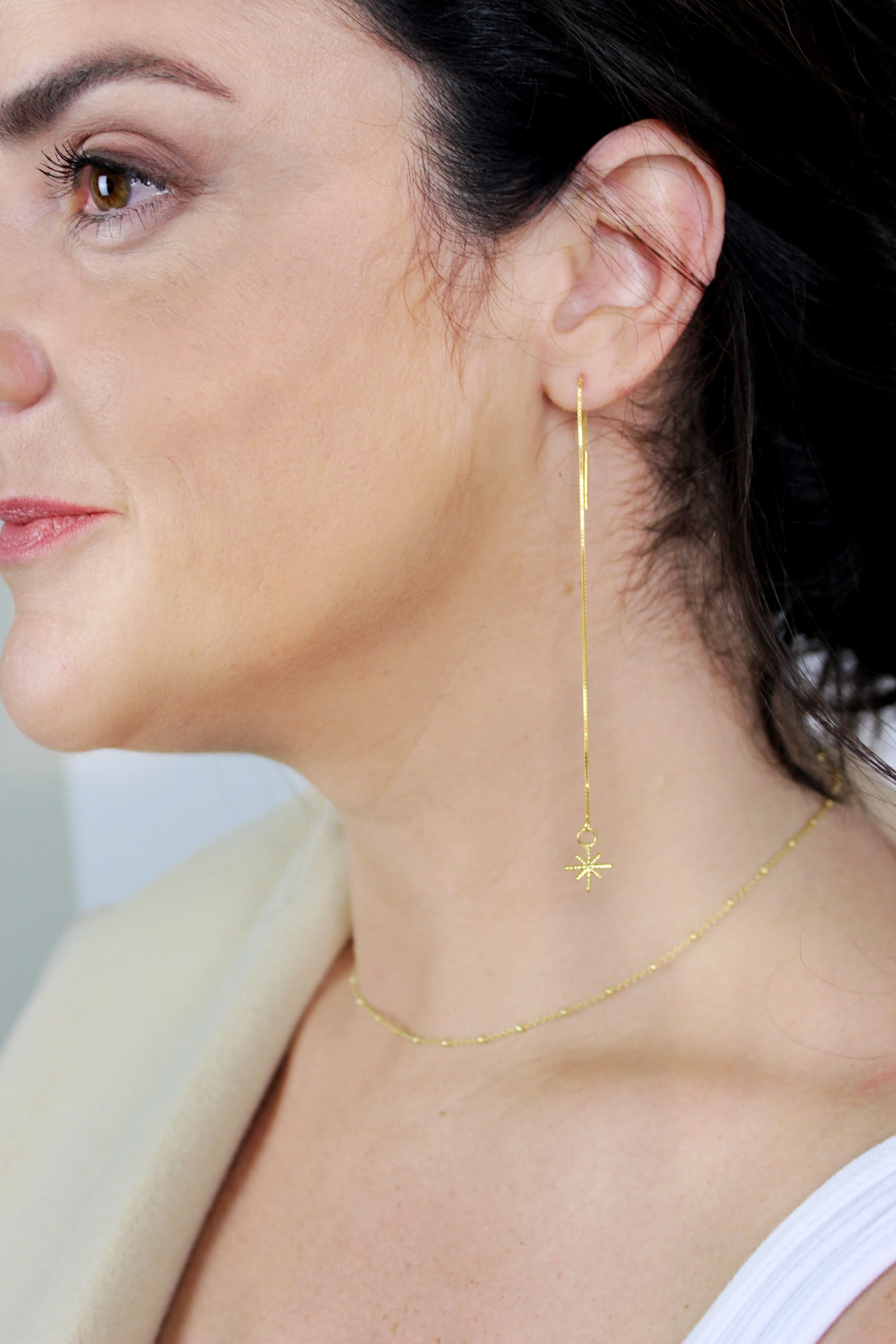 Liberate // Delicate Star Threaders, Gold Threaders, Star Earrings // BH-E022-G
