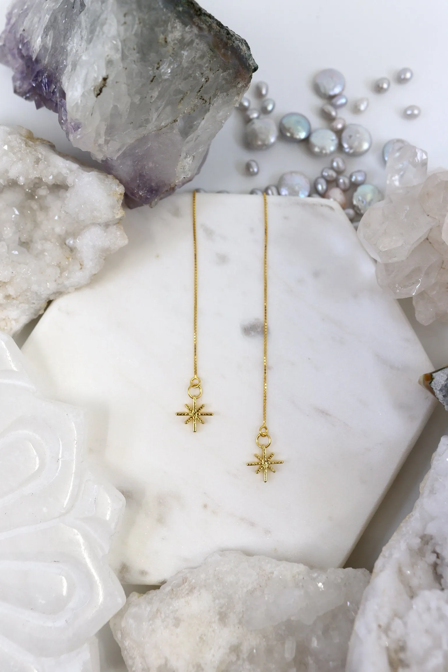 Liberate // Delicate Star Threaders, Gold Threaders, Star Earrings // BH-E022-G