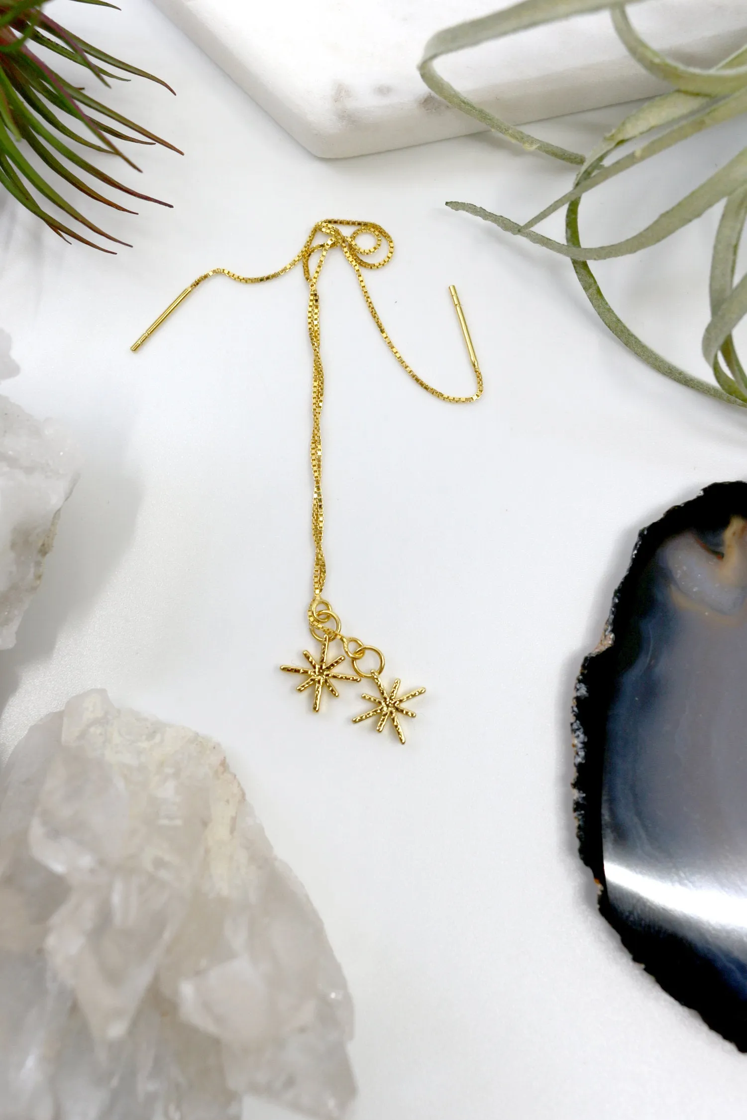 Liberate // Delicate Star Threaders, Gold Threaders, Star Earrings // BH-E022-G