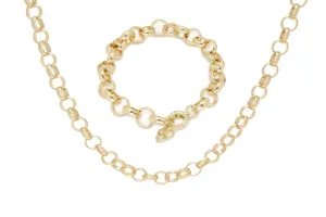 Link Gold Necklace and Bracelet Set