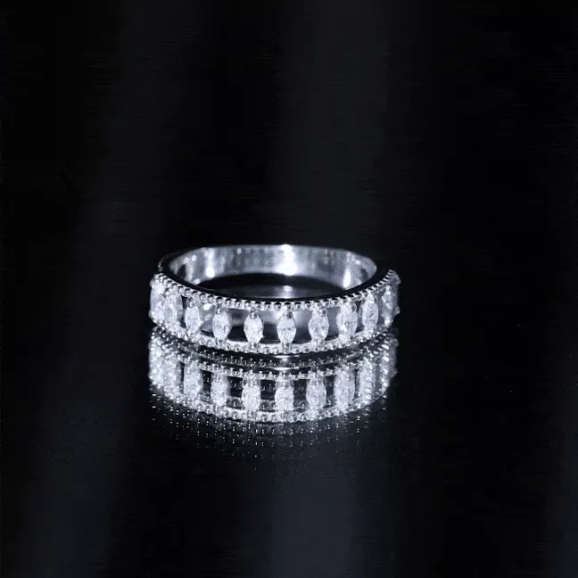 Marquise Moissanite Half Eternity Band Ring