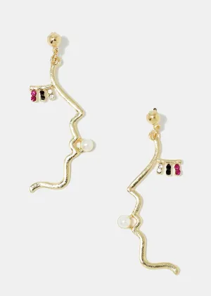 Modern Side Profile Face Earrings