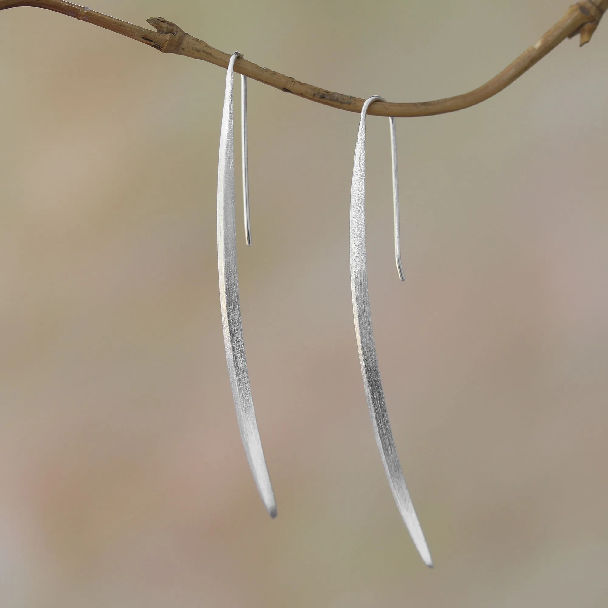 Modern Stalks Modern Sterling Silver Drop Earrings from Bali