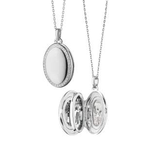 Monica Rich Kosann Mini White Sapphire Border Four-Images Locket
