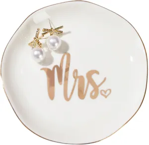 Mrs. Ring Dish Engagement Wedding Ring Holder Jewelry Dish Tray, Engagement Wedding Gifts for Couples Bridal Shower Gifts Bachelorette Gifts for Bride Future Mrs. Gift