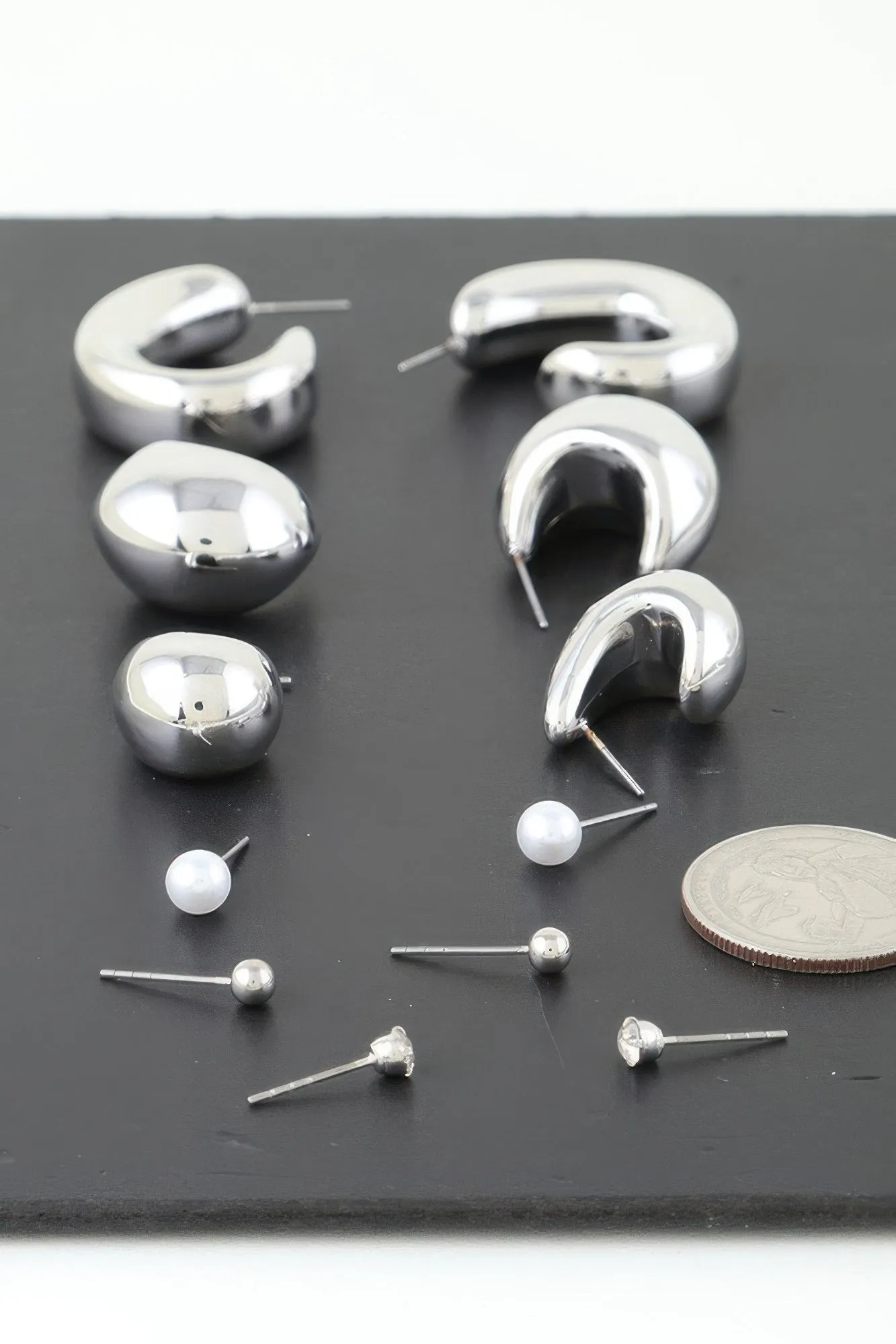 Multi Shiny Modern Hoop Earrings Set