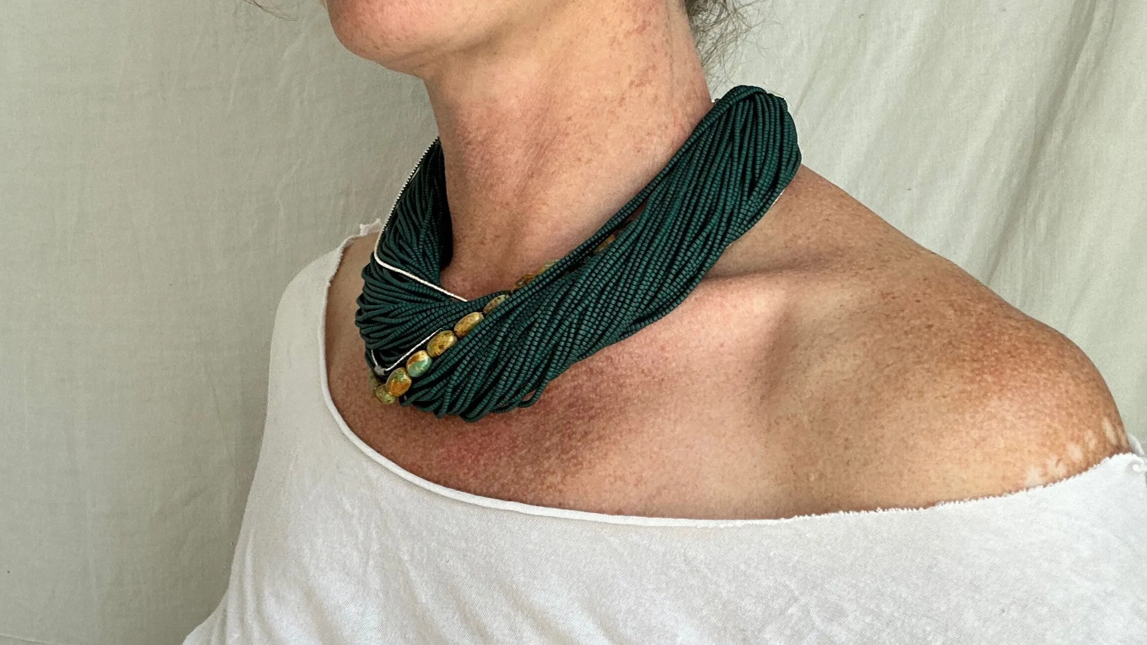 Multi-Strand Necklace. Glass, Turquoise and Silver. 2313
