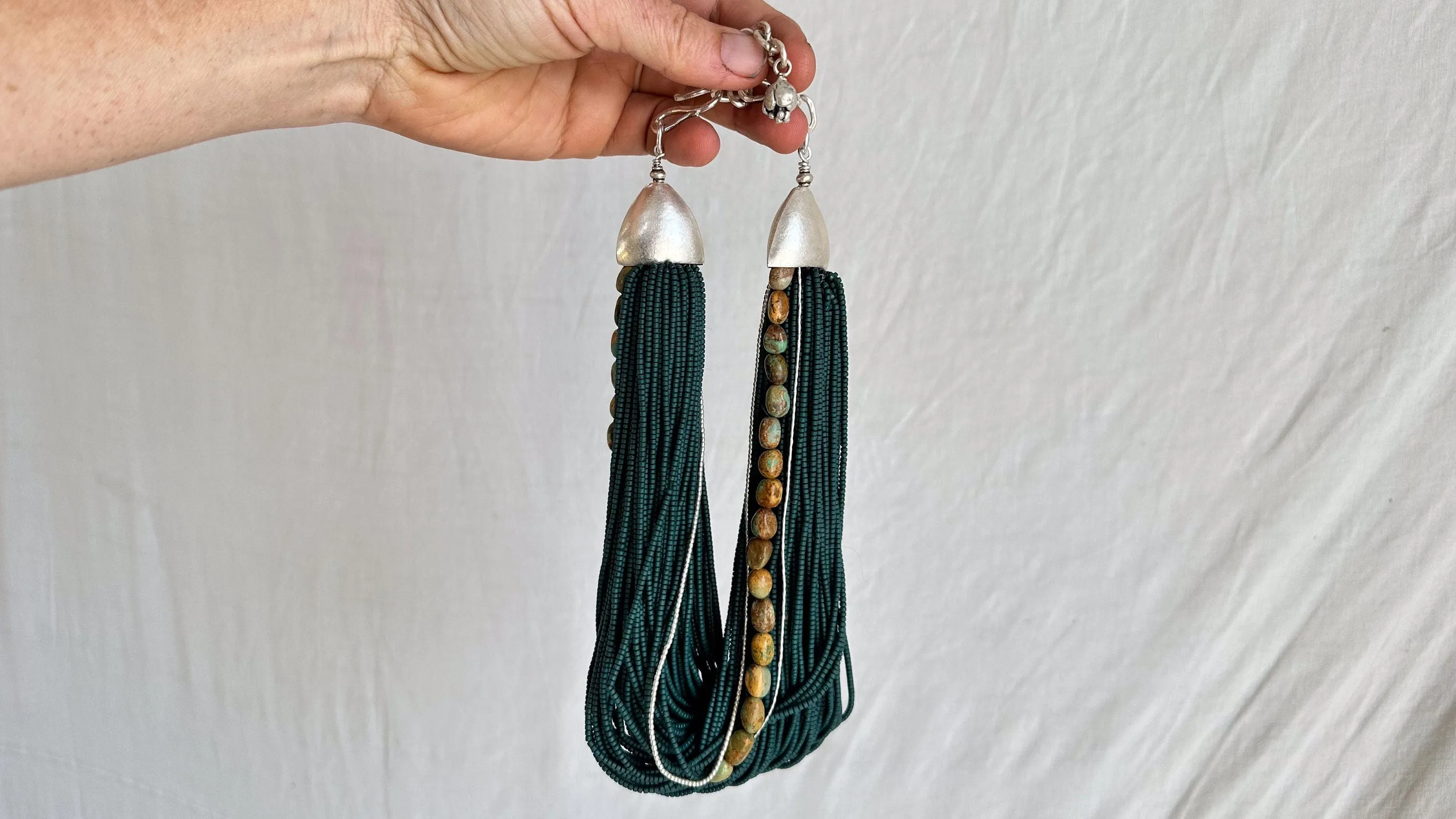 Multi-Strand Necklace. Glass, Turquoise and Silver. 2313