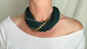 Multi-Strand Necklace. Glass, Turquoise and Silver. 2313