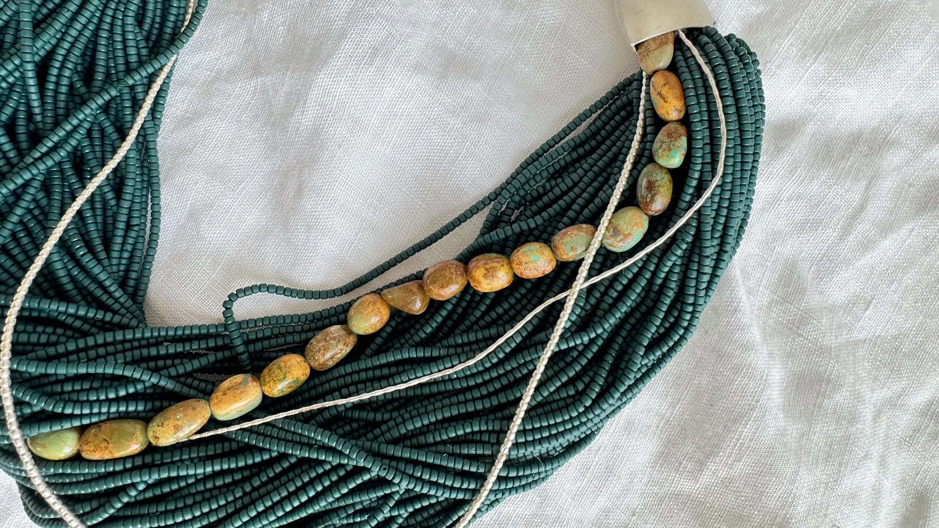 Multi-Strand Necklace. Glass, Turquoise and Silver. 2313