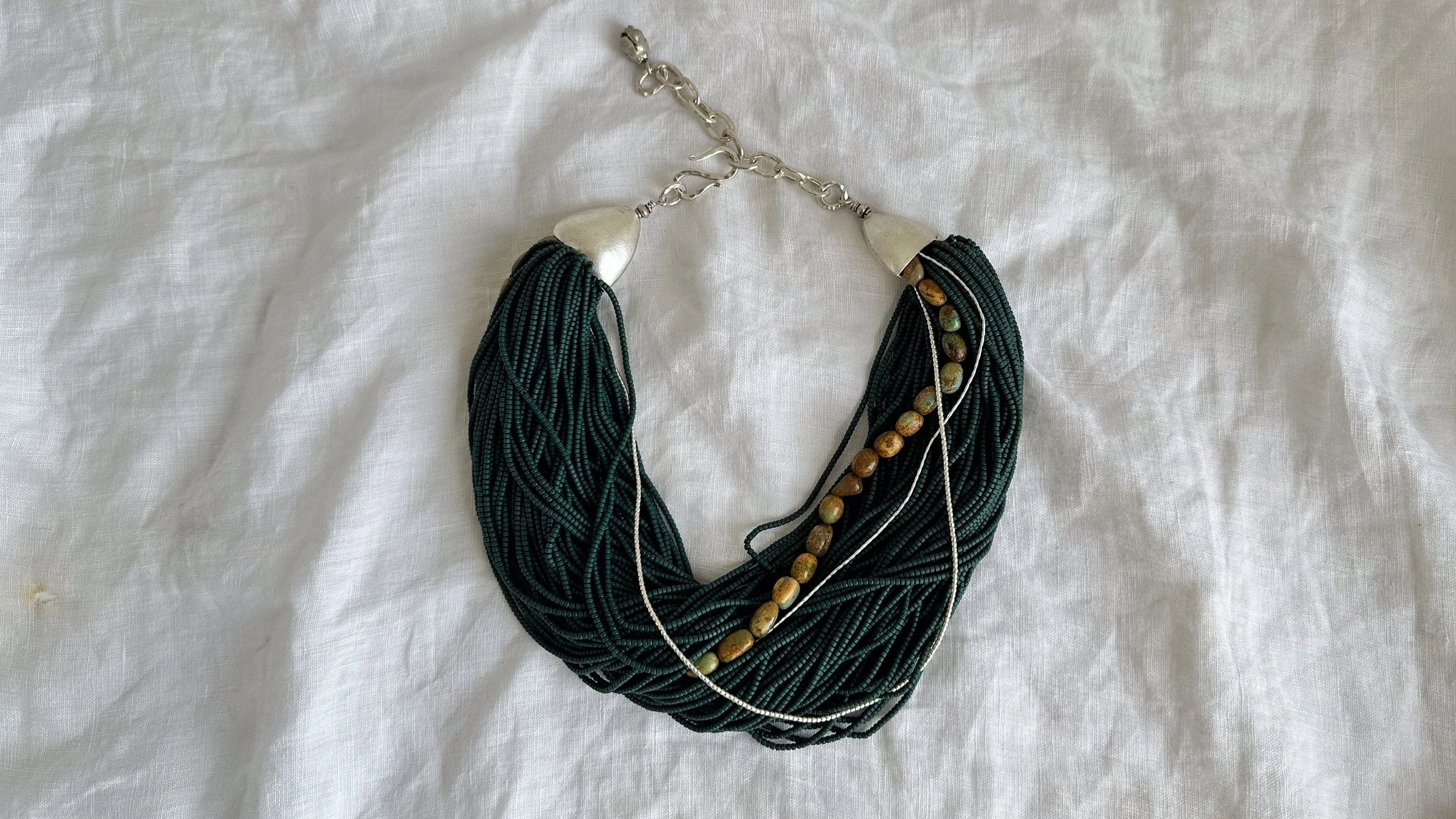 Multi-Strand Necklace. Glass, Turquoise and Silver. 2313