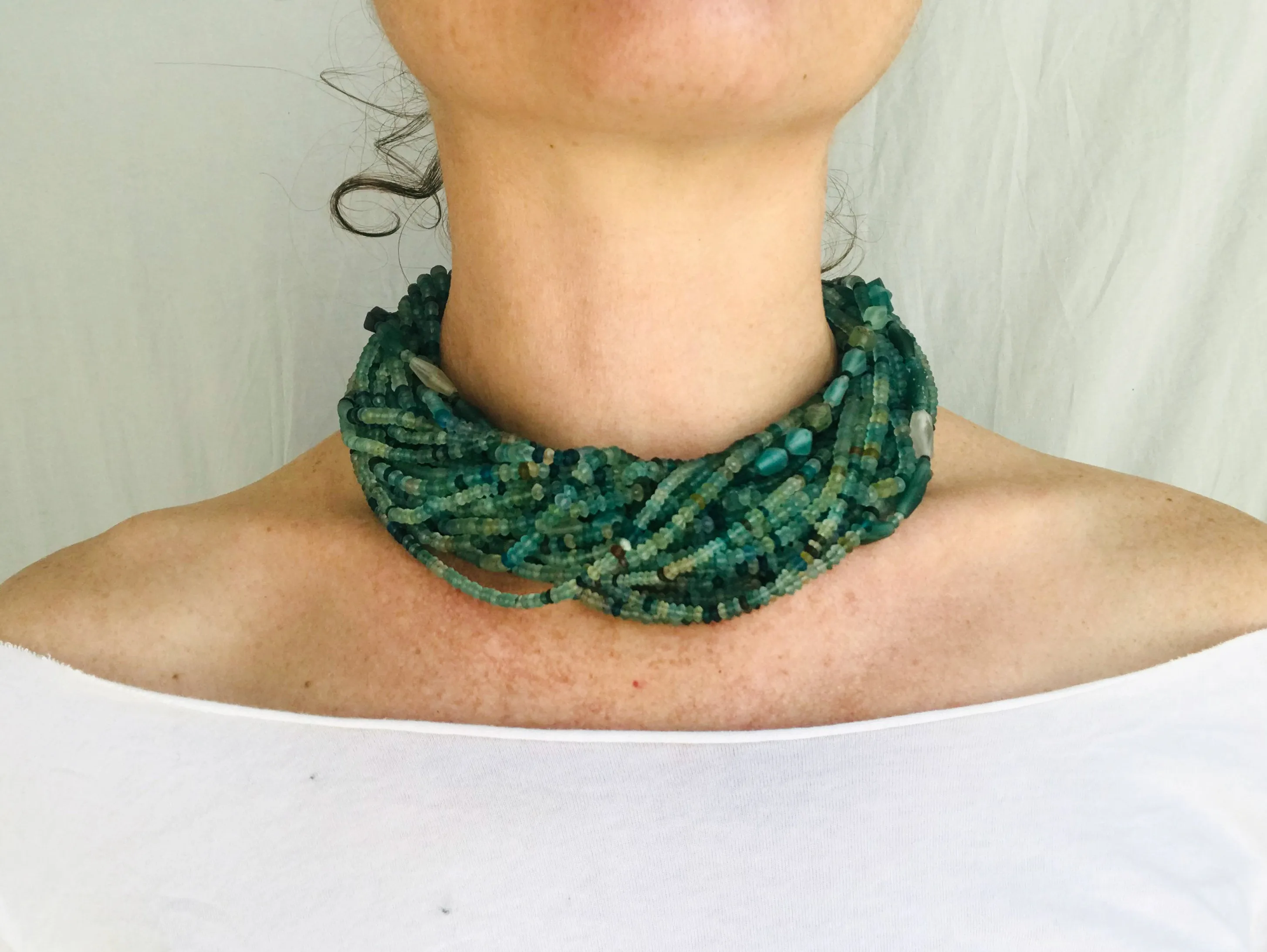 Multi-Strand Roman Glass Necklace.