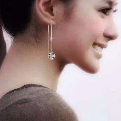 Naked IOBI Crystals Thread Drill Earrings for Women by Feshionn IOBI