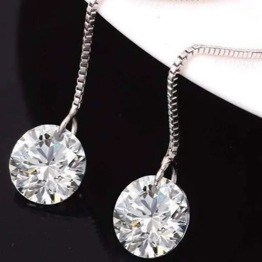 Naked IOBI Crystals Thread Drill Earrings for Women by Feshionn IOBI