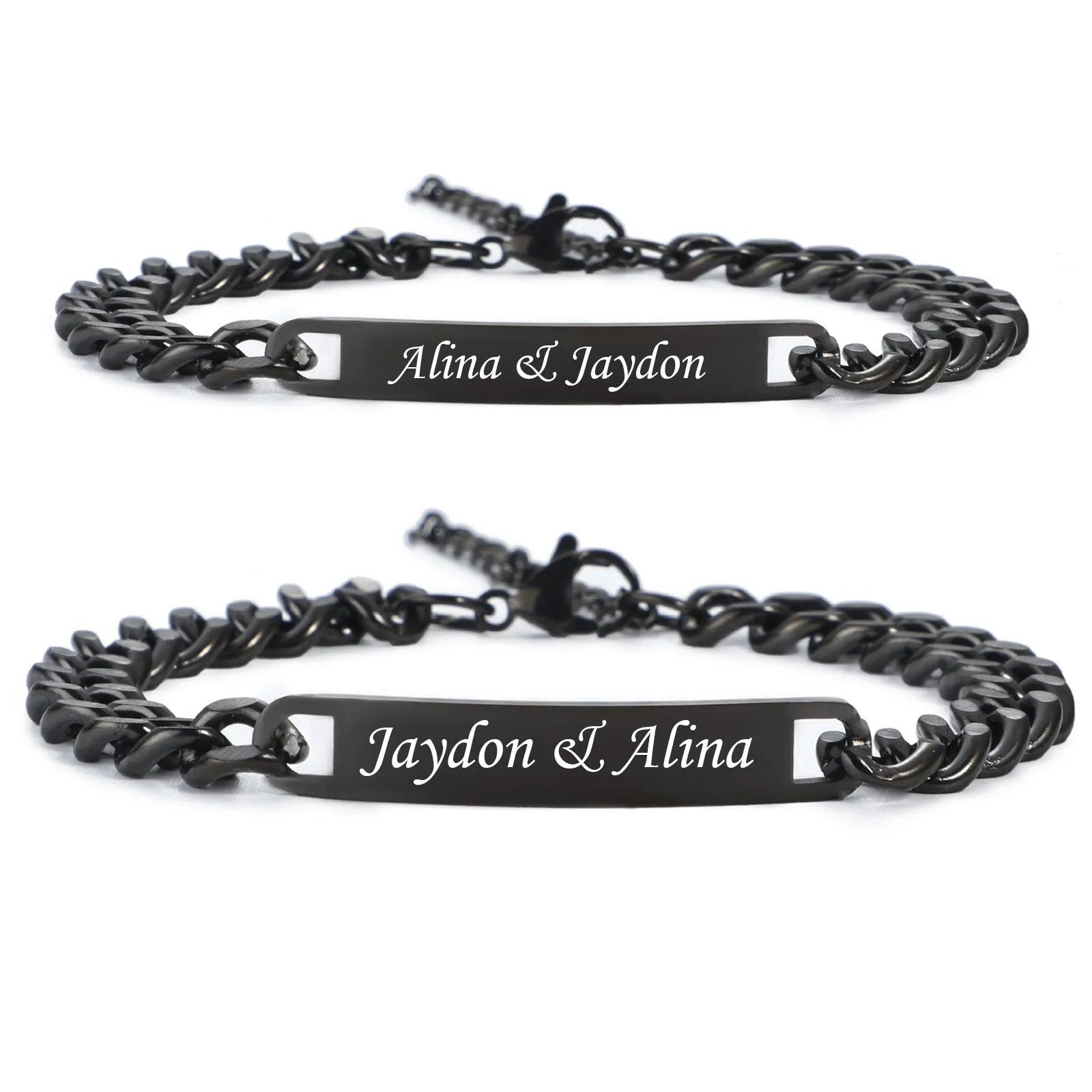NEHZUS Couples Customize Bracelets Stainless Steel Personalize Jewelry Gift Ideas