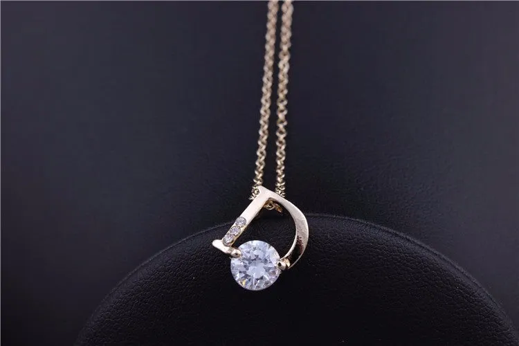New Jewelry 18K Gold Plated Cubic Zircon CZ Wedding Gift D Design Pendant Copper Chain Necklace