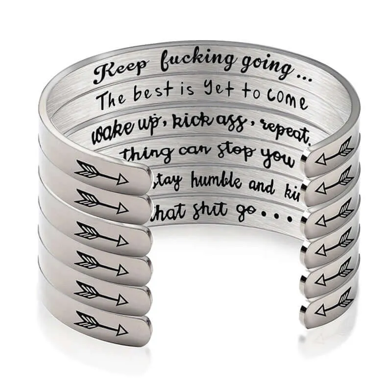 No-tarnish Medical Grade Titaium Open Design Engraved Personalized Bracelets