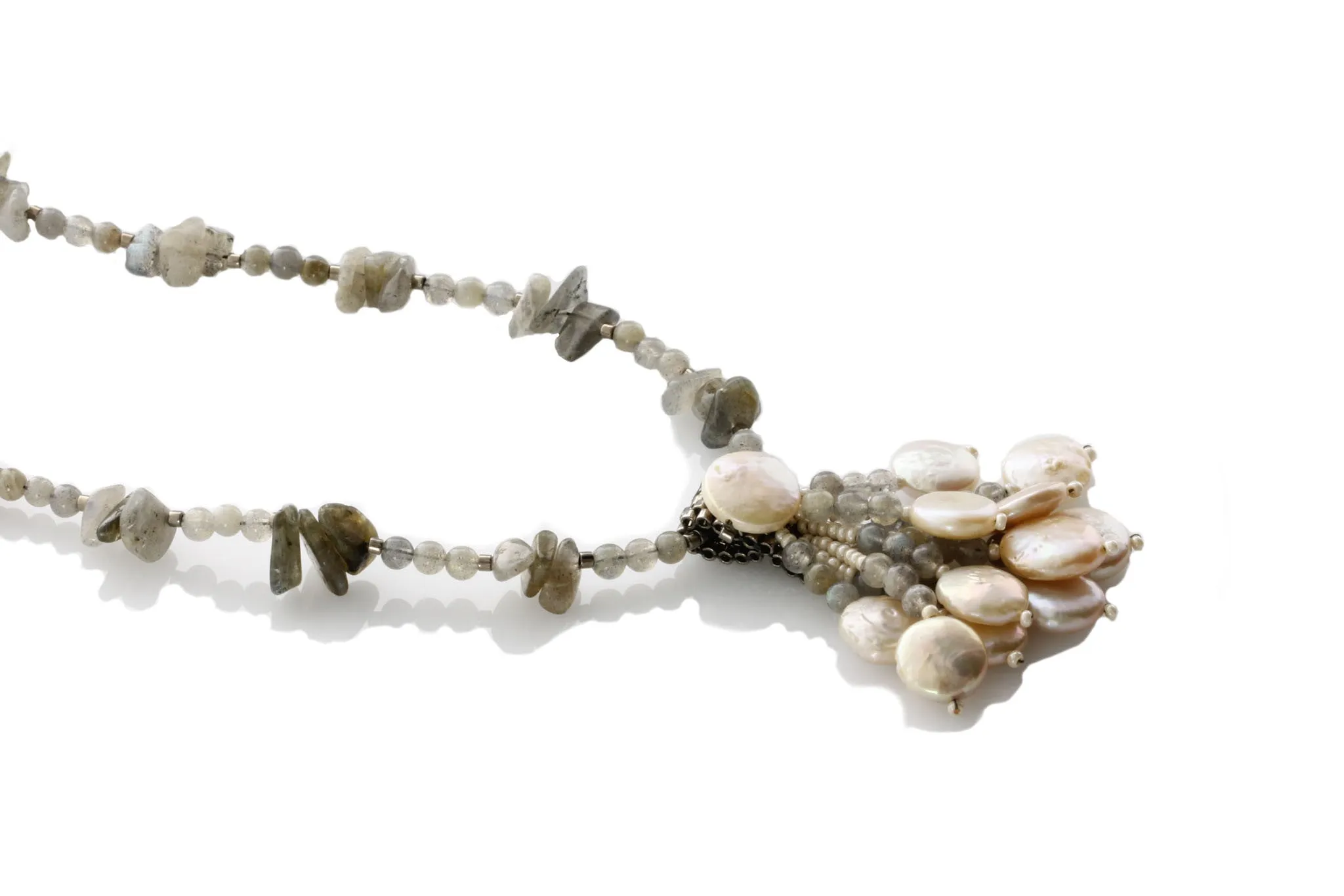 Ocean Princess - Freshwater Pearls & Labradorite | KJ-327N Handmade Necklace