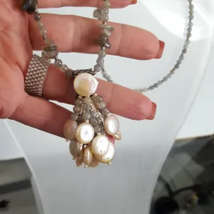 Ocean Princess - Freshwater Pearls & Labradorite | KJ-327N Handmade Necklace
