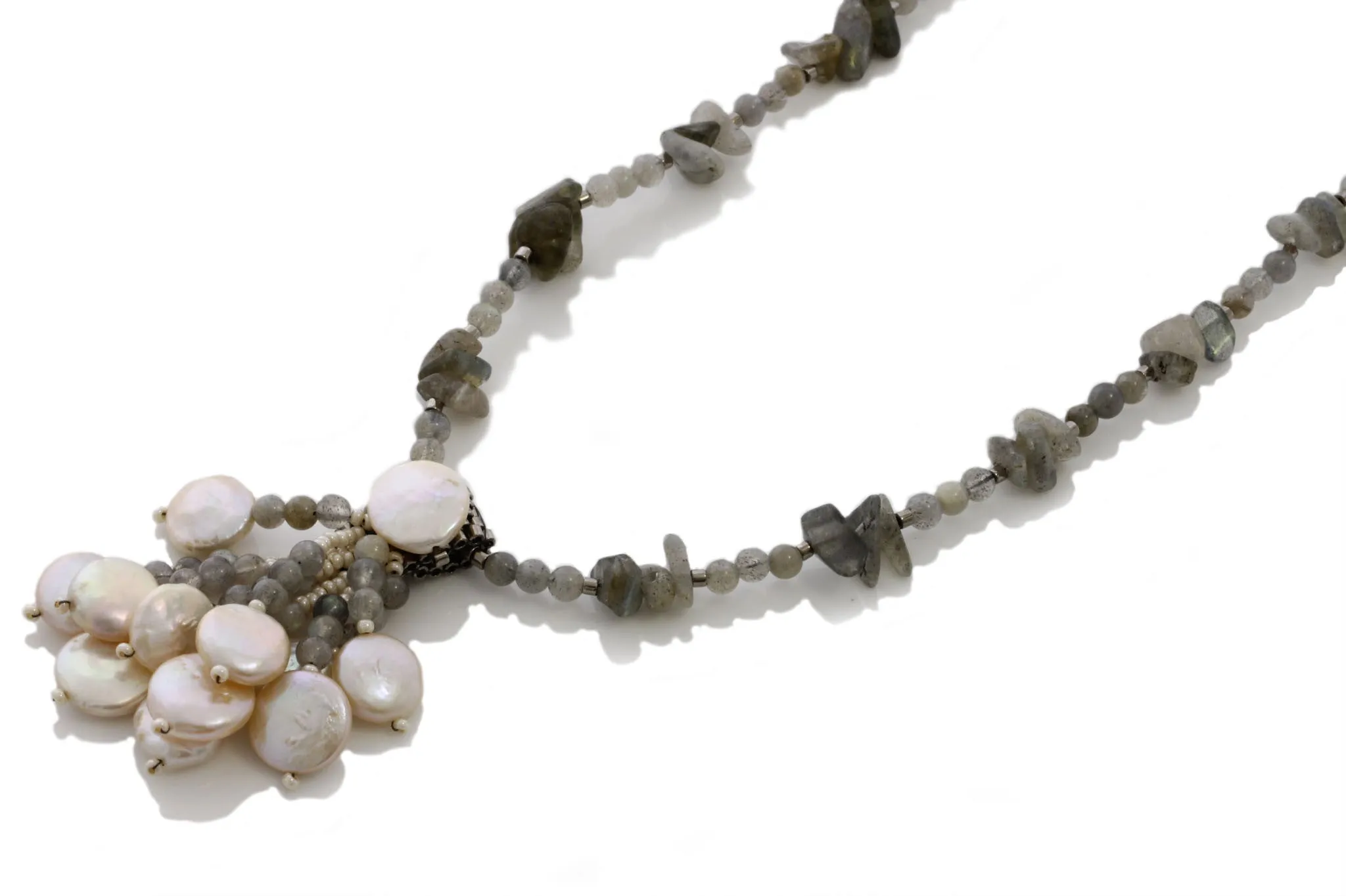 Ocean Princess - Freshwater Pearls & Labradorite | KJ-327N Handmade Necklace
