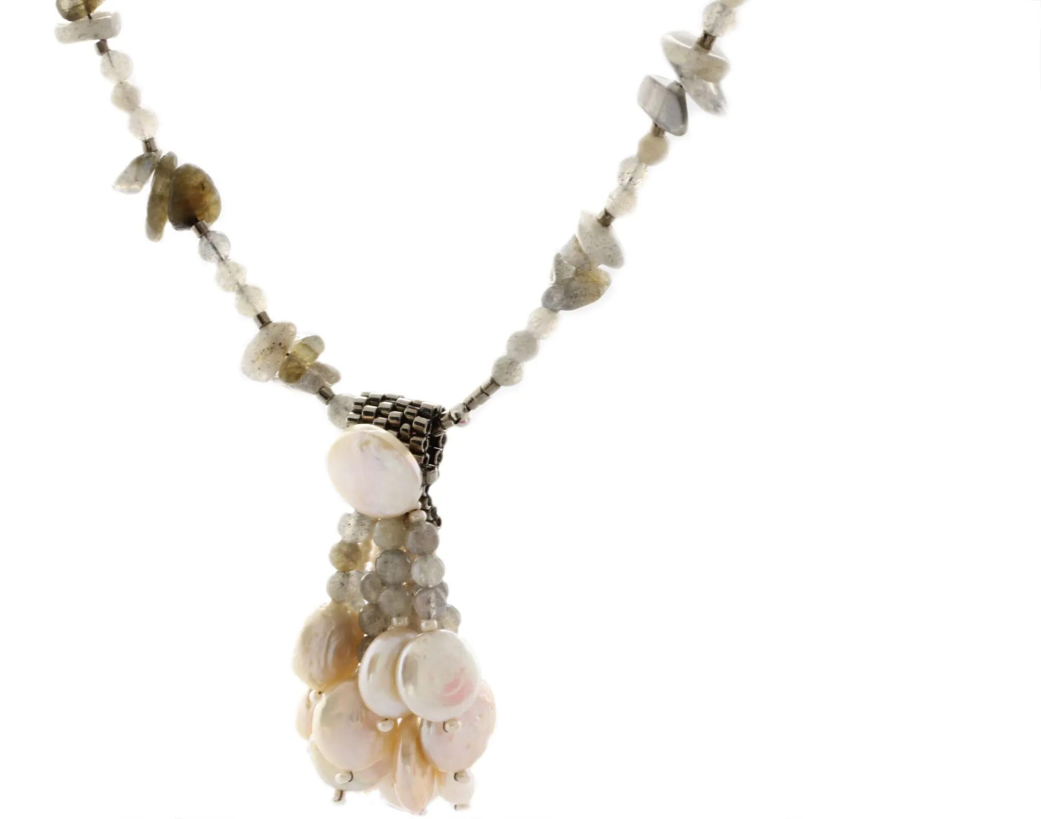 Ocean Princess - Freshwater Pearls & Labradorite | KJ-327N Handmade Necklace