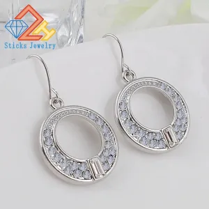 Open Circle Rhinestone Earrings