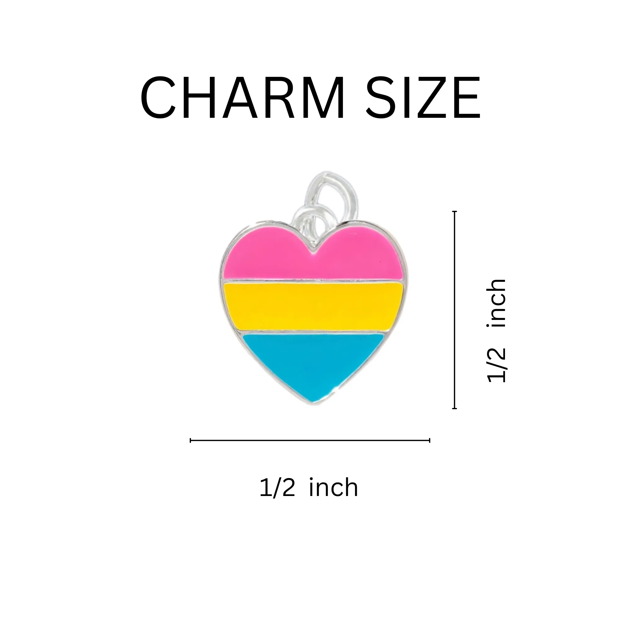 Pansexual Flag Heart Silver Beaded Bracelets