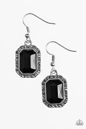 Paparazzi Earring ~ Crown Court - Black