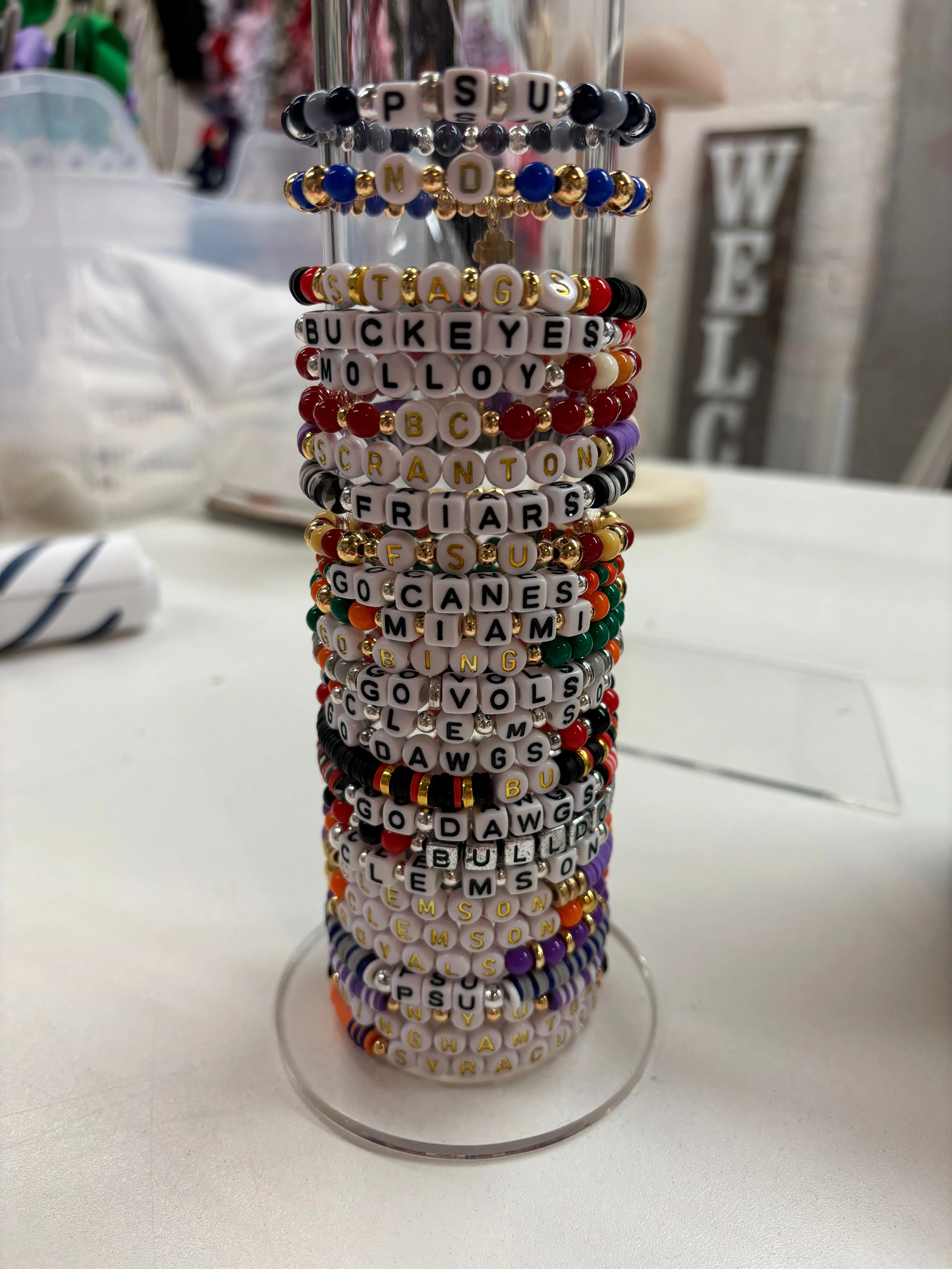 Personalized College Beaded Bracelets