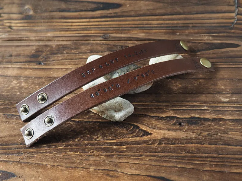 Personalized Leather Matching Couples Bracelets Set ♡ His and Hers Bracelets #Brown