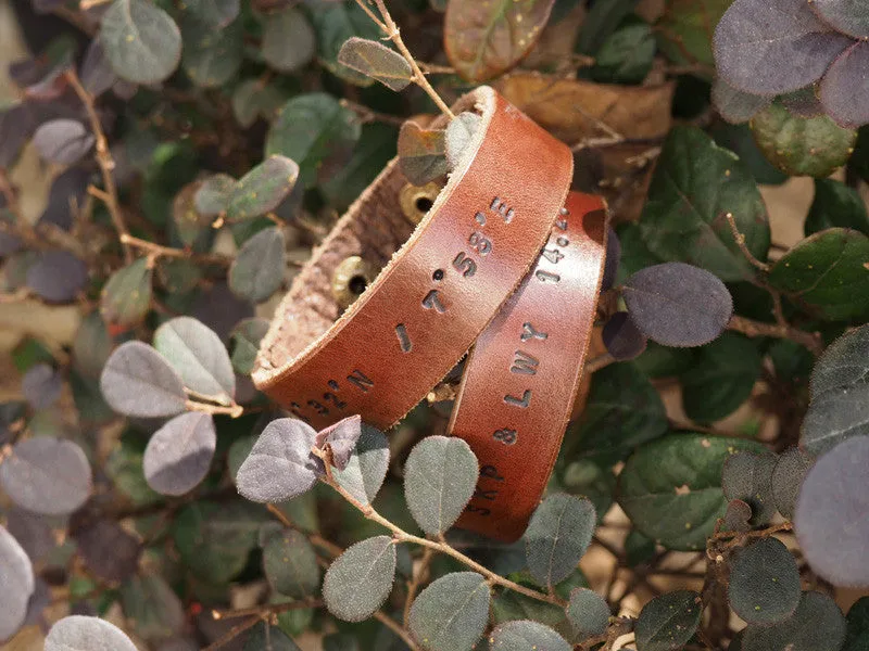 Personalized Leather Matching Couples Bracelets Set ♡ His and Hers Bracelets #Brown