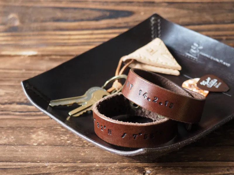 Personalized Leather Matching Couples Bracelets Set ♡ His and Hers Bracelets #Brown