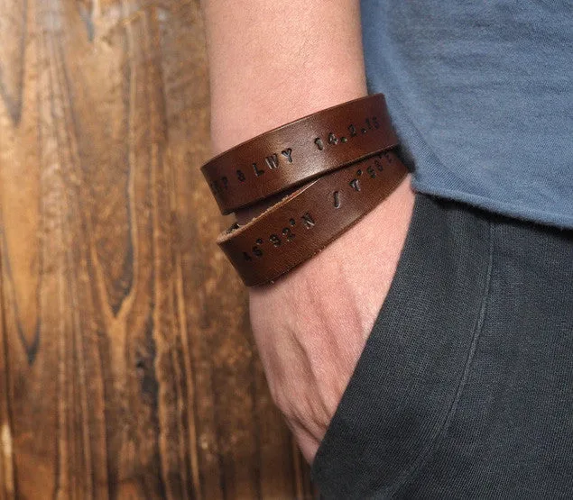 Personalized Leather Matching Couples Bracelets Set ♡ His and Hers Bracelets #Brown