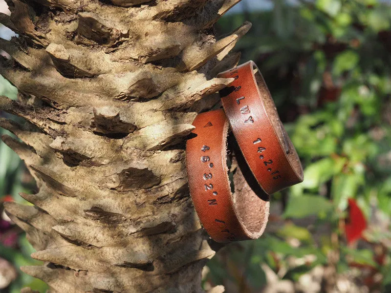 Personalized Leather Matching Couples Bracelets Set ♡ His and Hers Bracelets #Brown