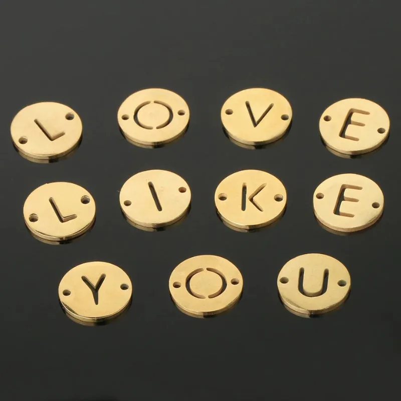 Personalized Stainless Steel Initial Letter Charm Beads Bracelets V3