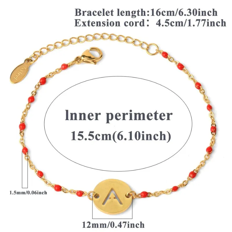 Personalized Stainless Steel Initial Letter Charm Beads Bracelets V3